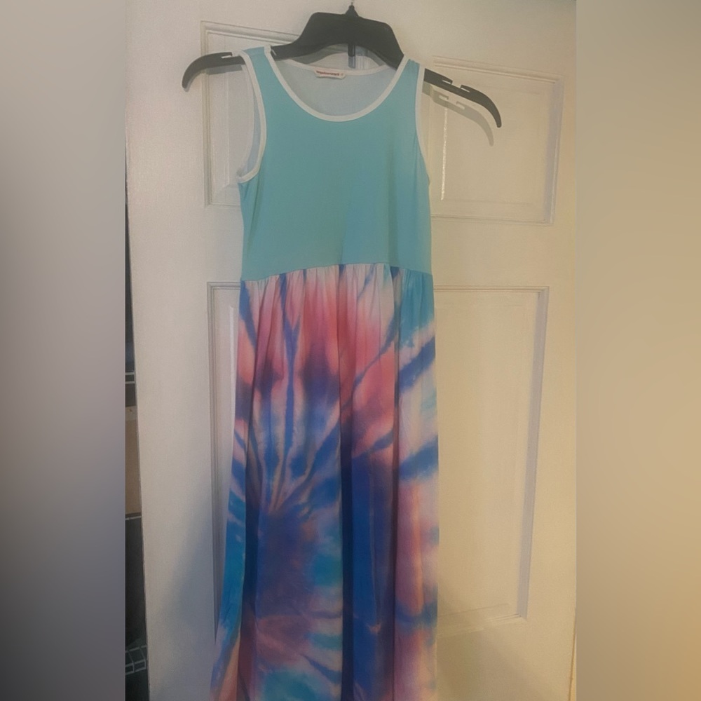Girls sleeveless tie dye maxi dress